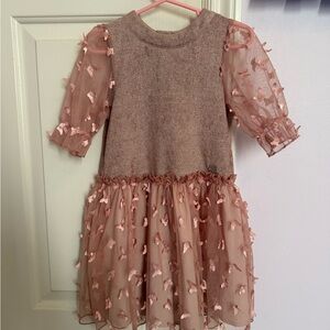 Deux par Deux Elegant Pink and Brown Kids Dress